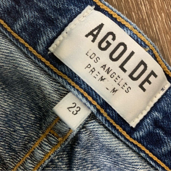 Agolde Womens blue Jamie distressed high rise skinny chewed hem jeans 23 - Picture 9 of 11